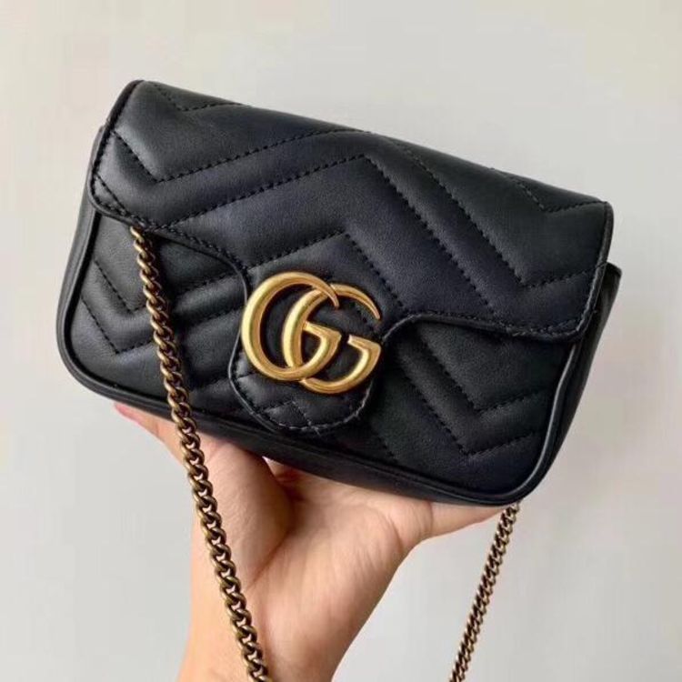 gucci 古驰黑色mini marmont supermini链条包