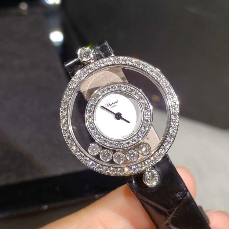 chopard 萧邦快乐钻石系列白金原钻石英女表