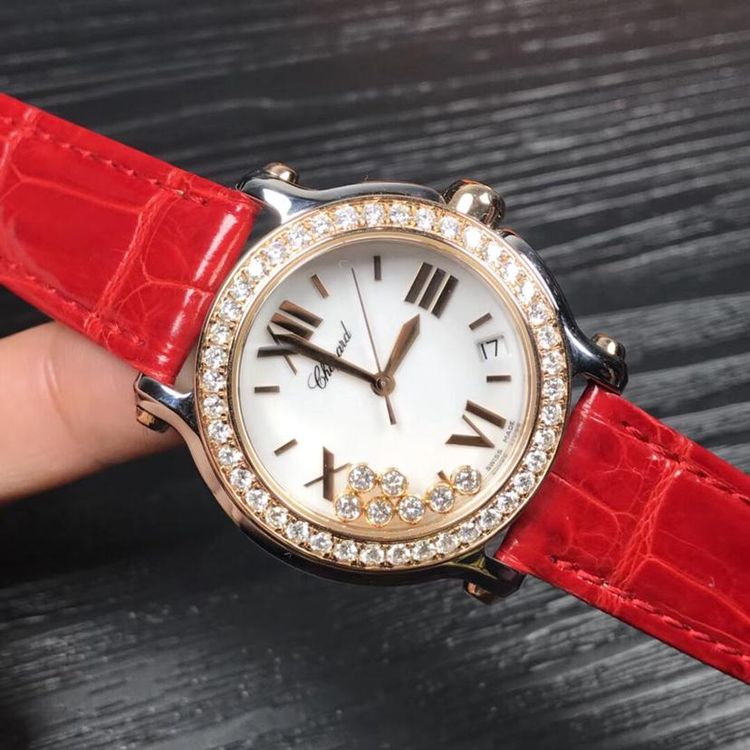 萧邦快乐钻石系列间金石英女腕表36mm