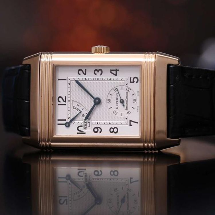 jaeger-lecoultre 积家翻转系列18k玫瑰金手动机械男表