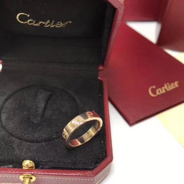 cartier 卡地亚love系列玫瑰金一钻戒指