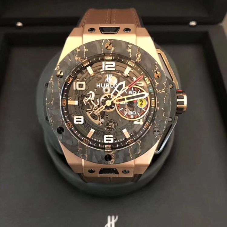 hublot 宇舶big bang法拉利系列镂空玫瑰金自动机械表