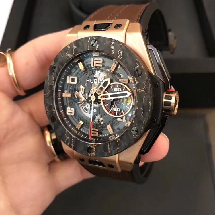 hublot 宇舶big bang法拉利系列镂空玫瑰金自动机械表