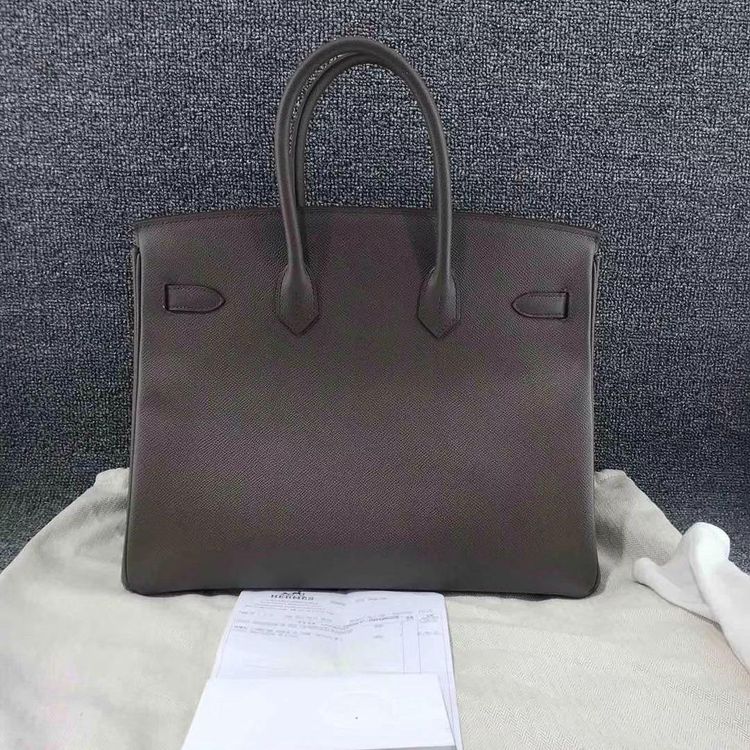 hermès 爱马仕大象灰银扣铂金经典birkin 35手提包