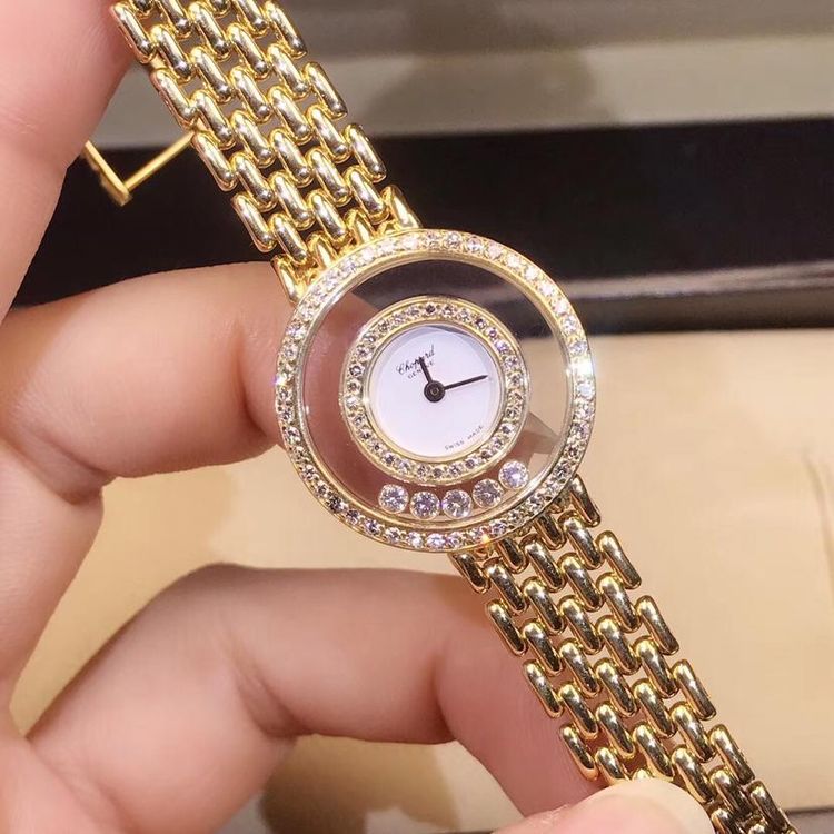 chopard 萧邦快乐钻石系列18k黄金原钻石英女腕表