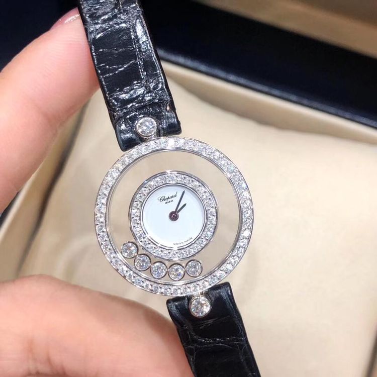 chopard 萧邦经典快乐钻系列18k白金钻石腕表