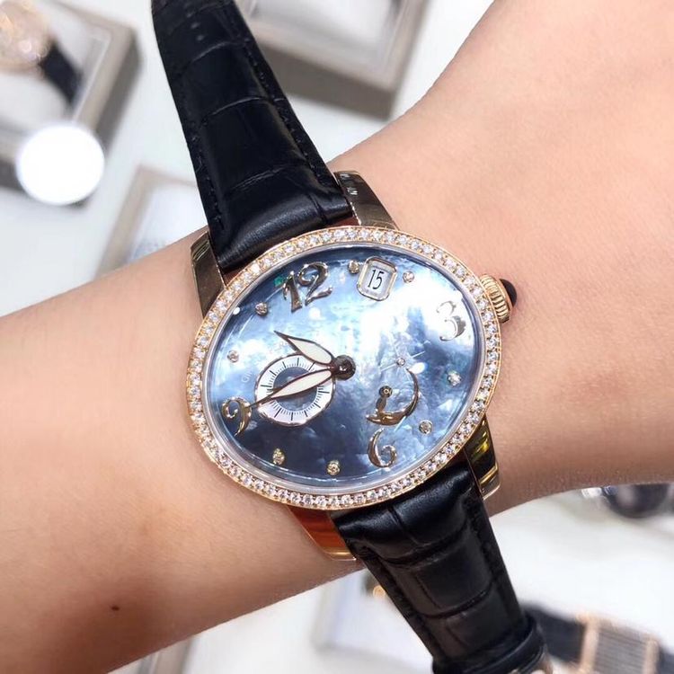 girard-perregaux 芝柏经典猫眼系列18k玫瑰金钻石自动机械表