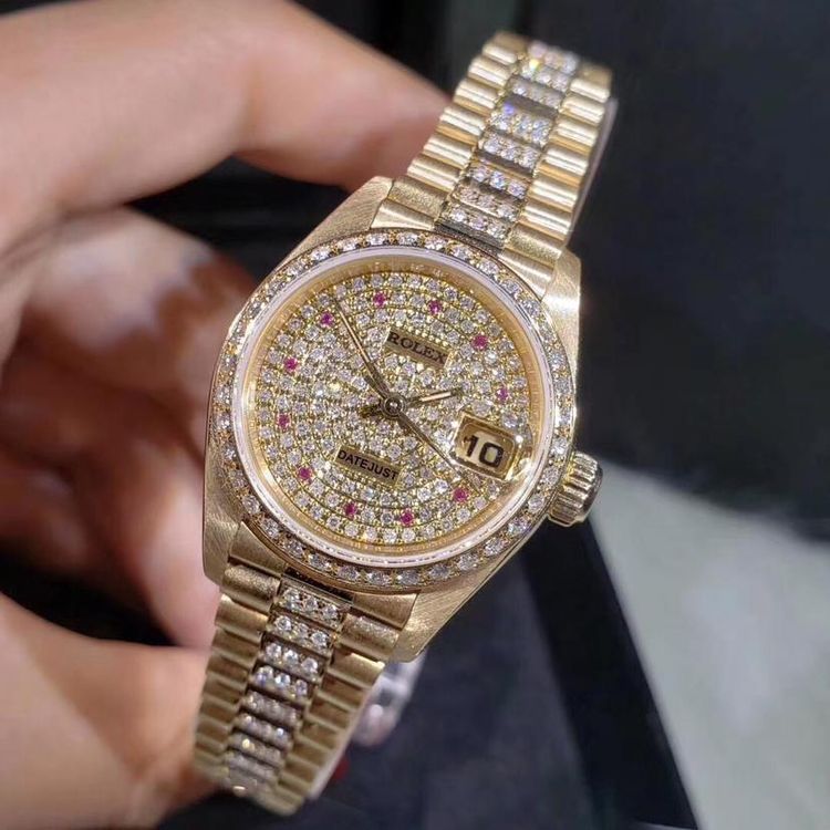 rolex 劳力士女装日志系列18k金后钻满天星自动机械腕表