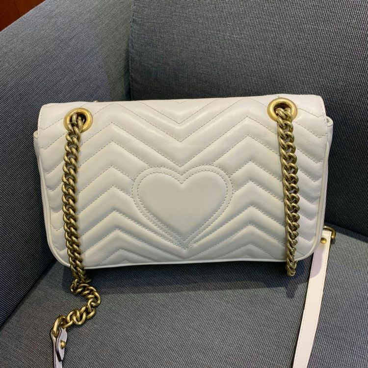 gucci 古驰marmont白色中号链条包