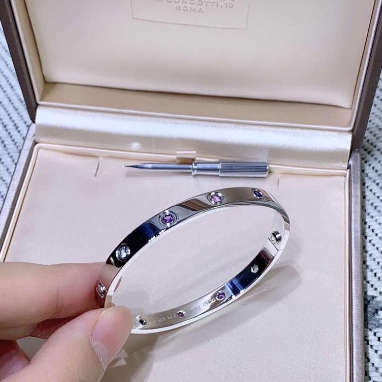 cartier 卡地亚白金十彩宝手镯