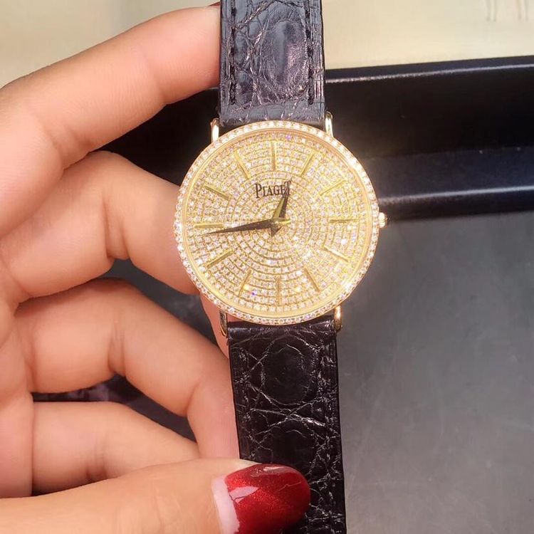 piaget 伯爵黄金后钻满天星机械女表