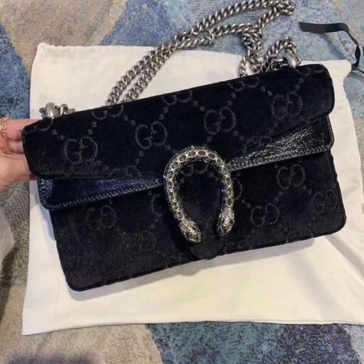 gucci 古驰丝绒印花中号酒神包