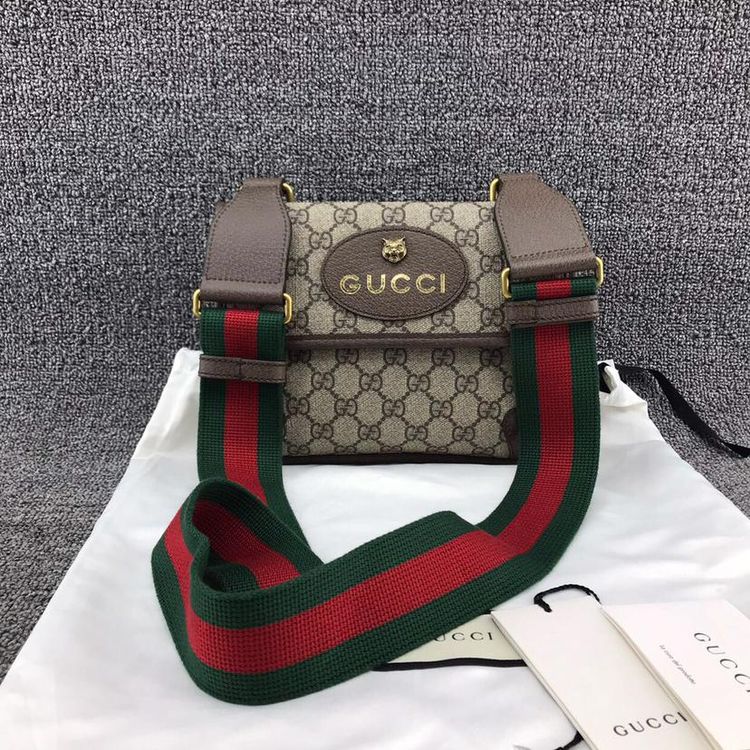 gucci 古驰虎头双面邮差男女同款单肩包