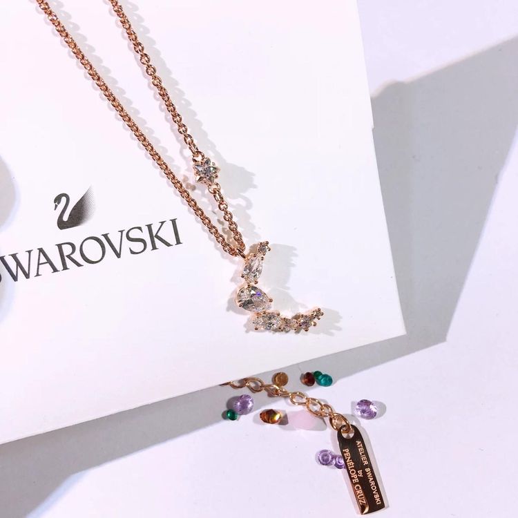 swarovski 施华洛世奇限量版玫瑰金星星月亮项链