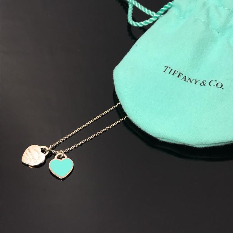 tiffany & co. 蒂芙尼蓝色双心925纯银项链