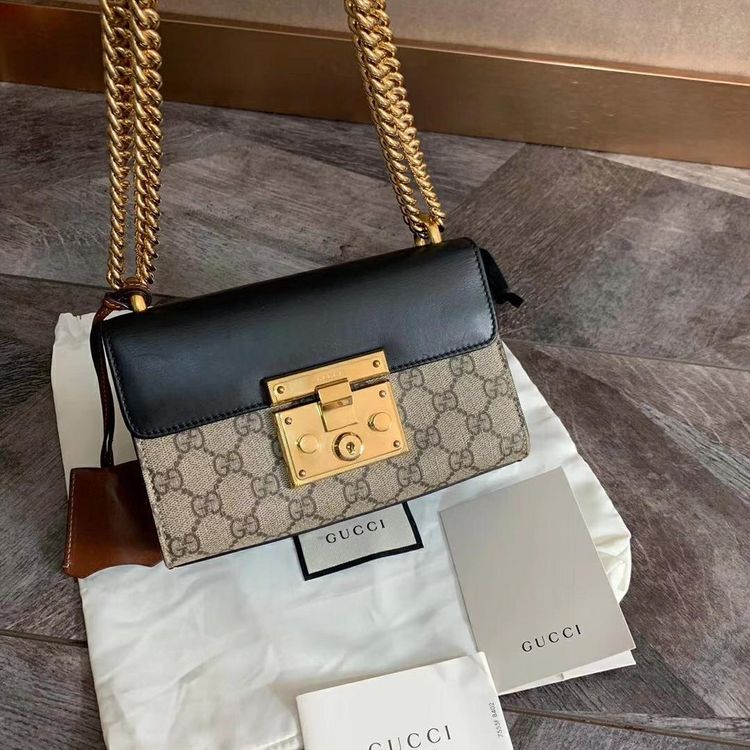 gucci 古驰padlock拼色链条包