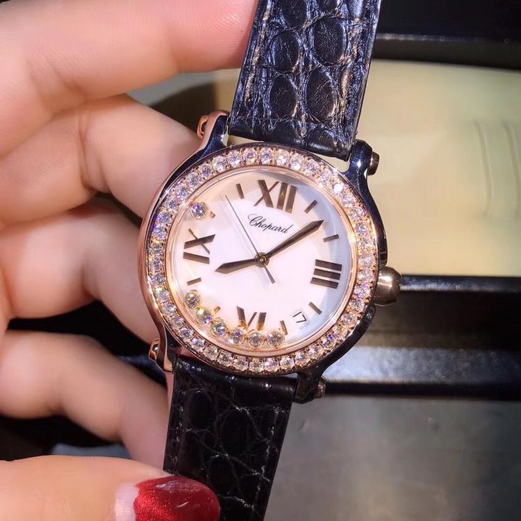 chopard 萧邦快乐钻石系列间玫瑰金后钻石女士手表