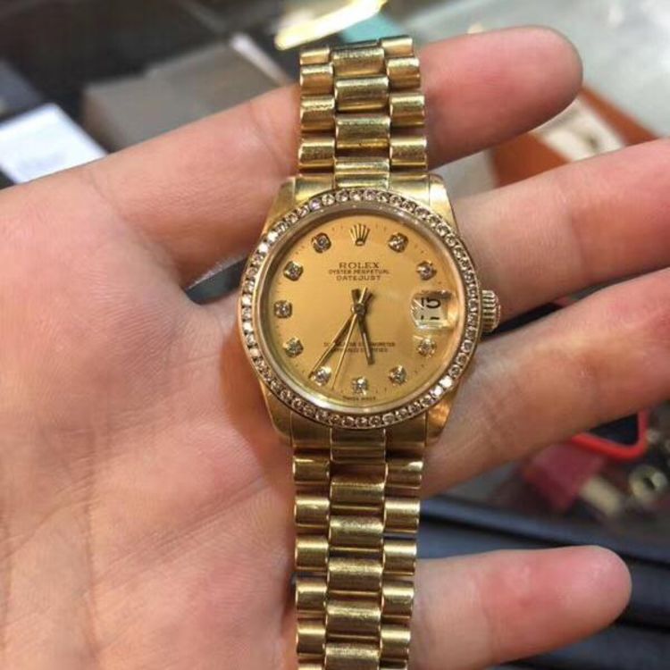 rolex 劳力士75018k土豪金钻石机械腕表