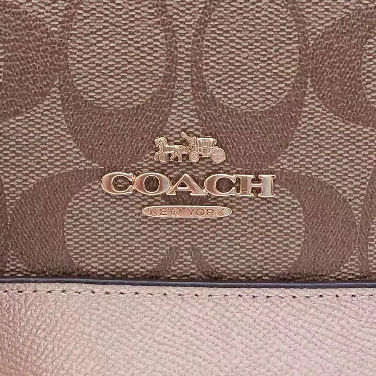 coach 蔻驰经典老花logo拼色贝壳包手提包