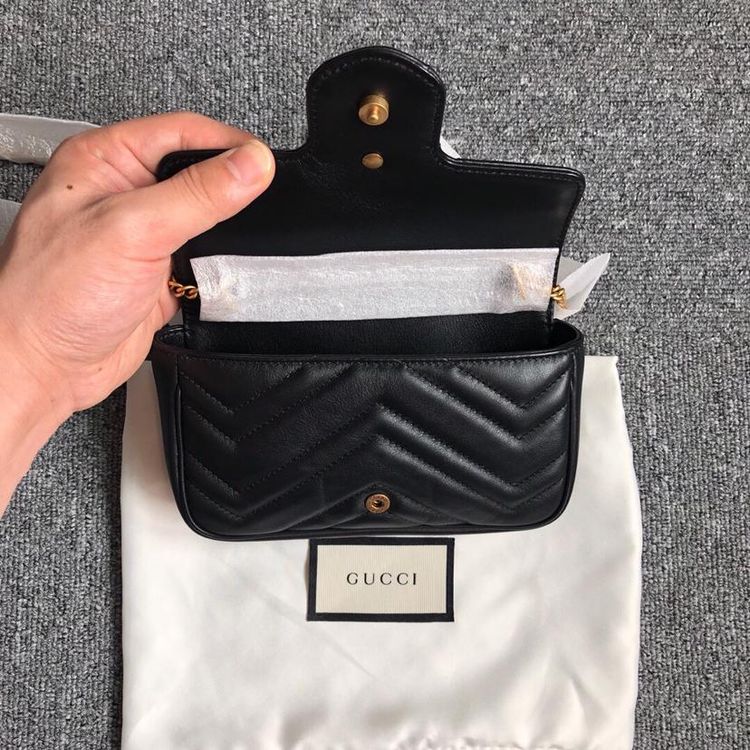 gucci 古驰marmontsupermini黑色链条单肩包