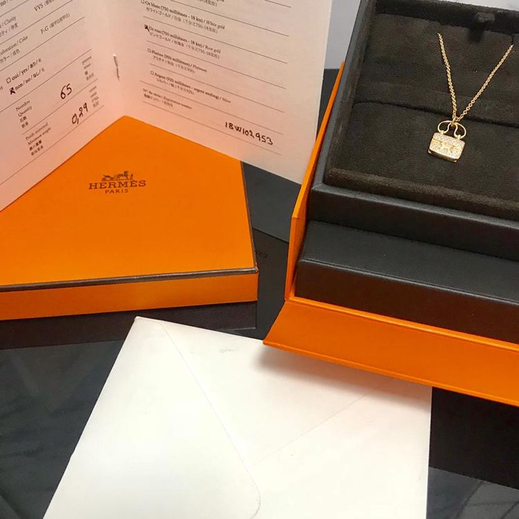 hermès 爱马仕新款康康玫瑰金满钻项链