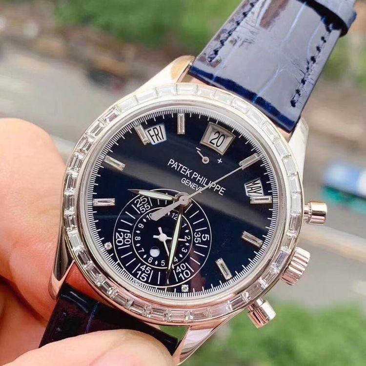 patek philippe 百达翡丽5960p升级5961后镶t方钻石机械男表