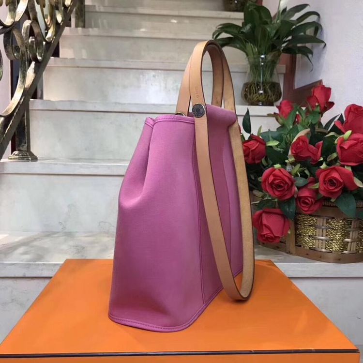 hermès 爱马仕cabag玫红色帆布单肩手提包