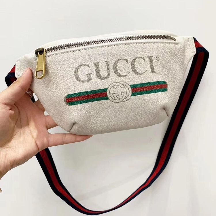 gucci 古驰涂鸦子母loga白色腰包