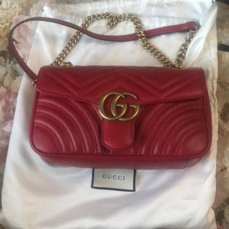 gucci 古驰红色双g单肩包