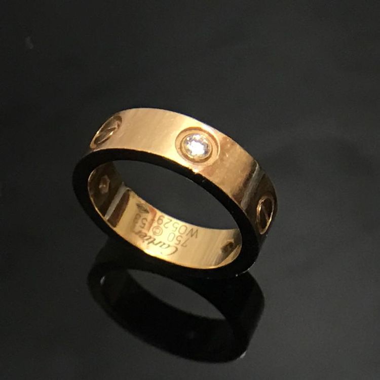 cartier 卡地亚玫瑰金宽版三钻love戒指