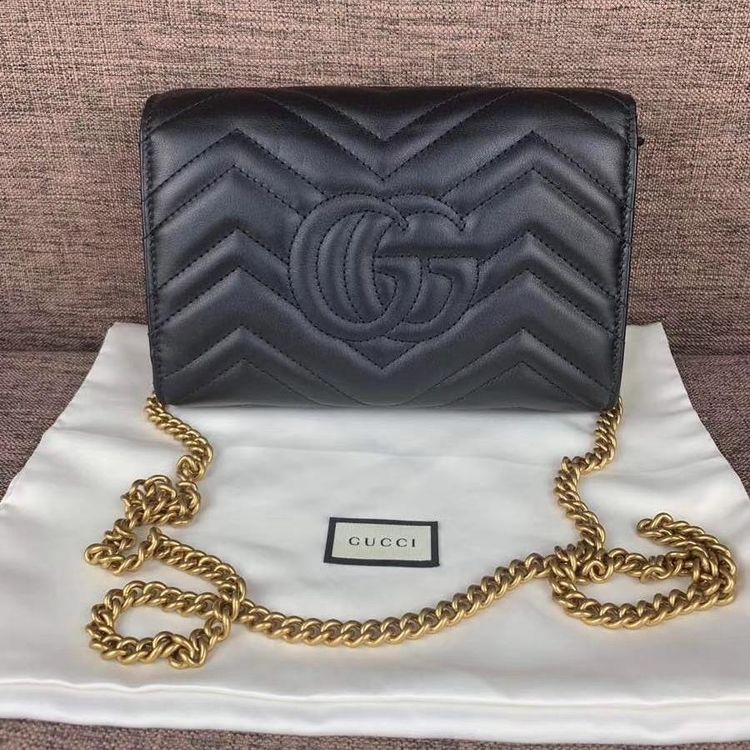 gucci 古驰marmont黑金woc链条包