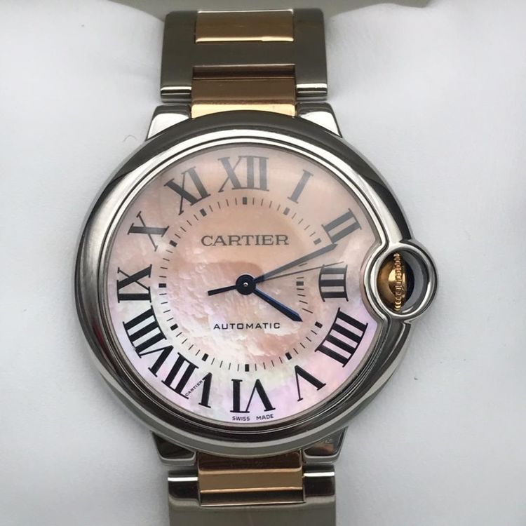 cartier 卡地亚蓝气球系列粉色珍珠贝母表盘自动机械腕表