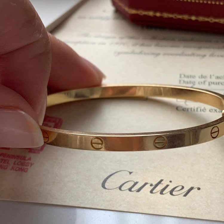 cartier 卡地亚窄版黄金手镯16号