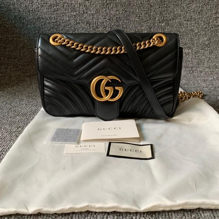 gucci 古驰marmont中号26cm黑色链条包女包