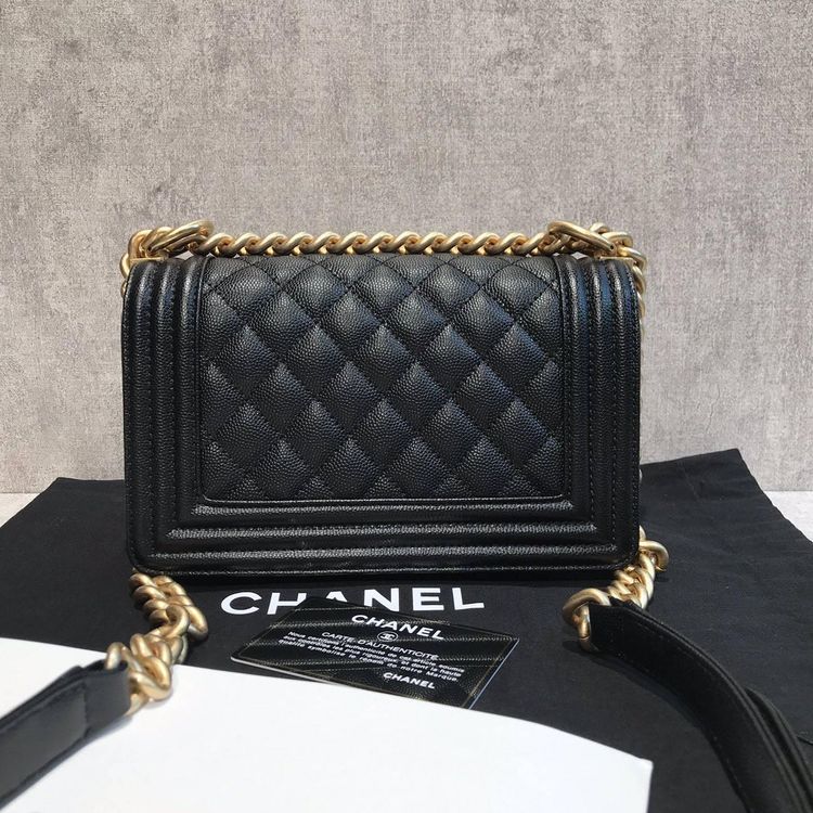 chanel 香奈儿leboy小号黑金荔枝皮单肩包