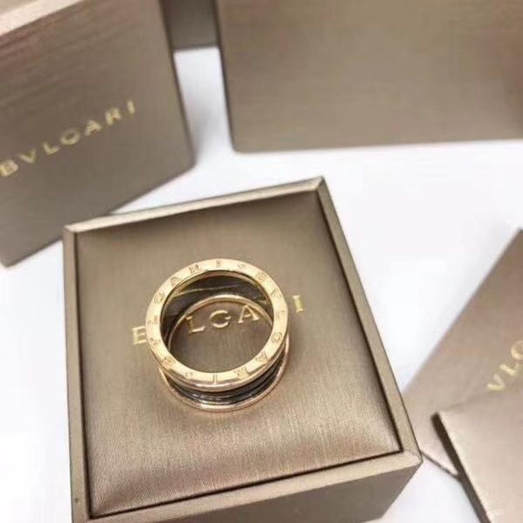 bvlgari 宝格丽黑陶瓷玫瑰金戒指