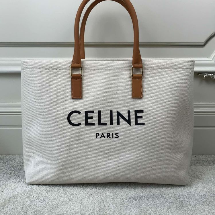 celine 赛琳米色字标购物袋单肩包手提包