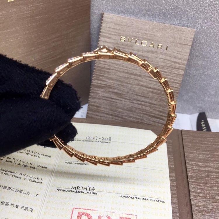 bvlgari 宝格丽18k玫瑰金满天星满钻蛇形手镯