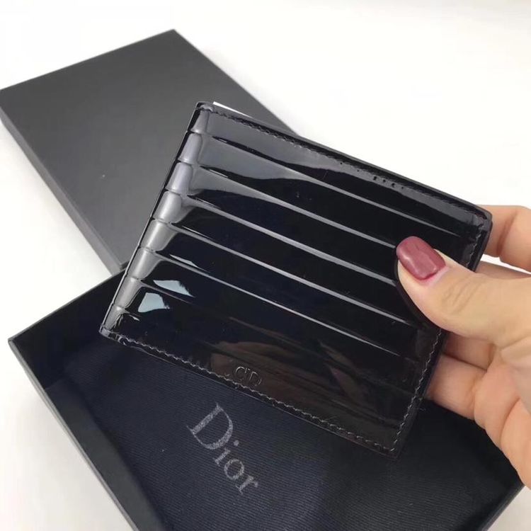 dior 迪奥黑色漆皮钱包卡包