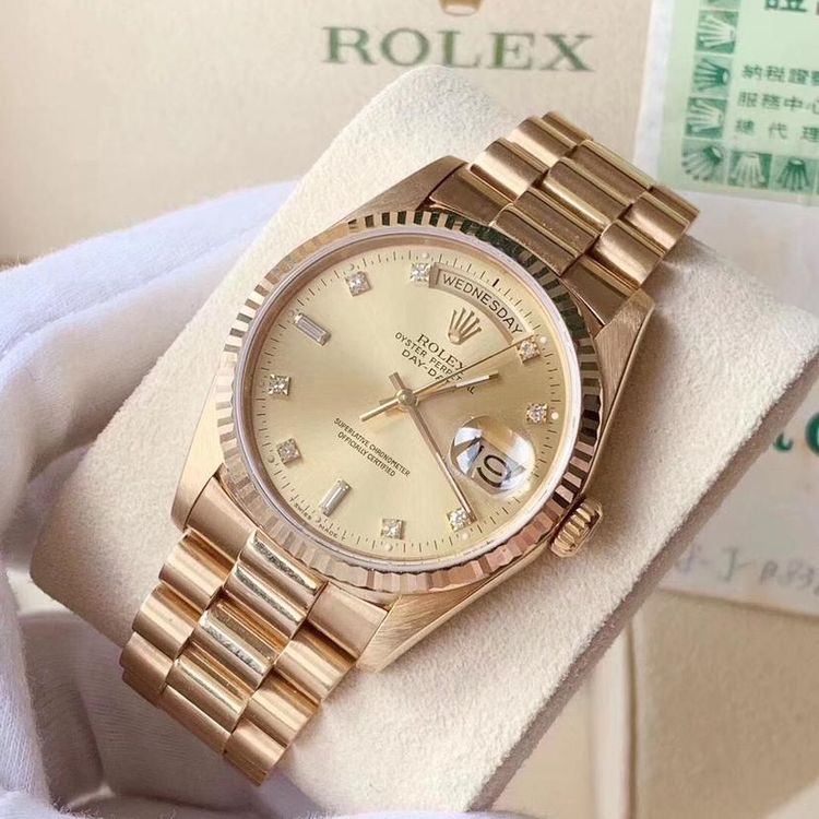 rolex 劳力士星期日历型18238钻刻黄金机械表