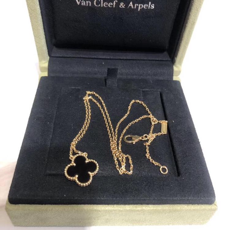 van cleef arpels 梵克雅宝黑玛瑙单花四叶草项链