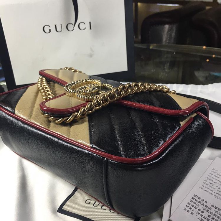 gucci 古驰拼色marmont系列二代拼色斜挎单肩包