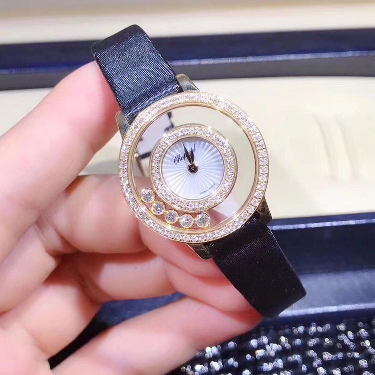 chopard 萧邦快乐钻石系列18k金石英表