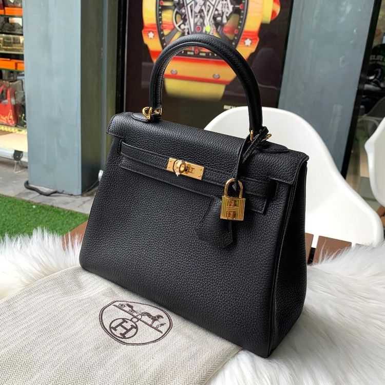 hermès 爱马仕c刻黑金kelly25手提包