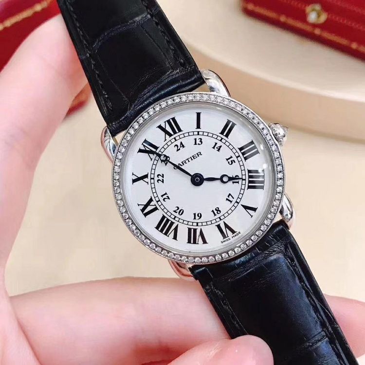 cartier 卡地亚伦敦solo系列18k白金原钻石英腕表