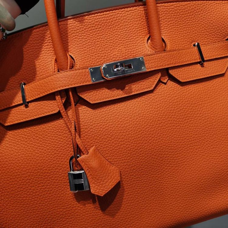 hermès 爱马仕焰橘银扣bk35手提包