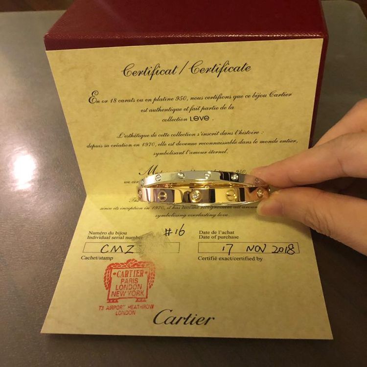 cartier 卡地亚love玫瑰金白金手镯