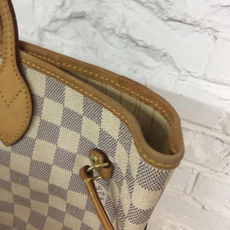 louis vuitton 路易·威登neverfull中号白棋盘手提包