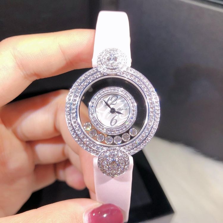 chopard 萧邦快乐钻石系列白金原钻石英女表