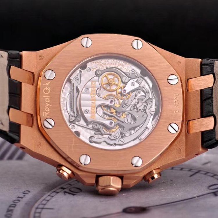 audemars piguet 爱彼18k玫瑰金皇家橡树离岸 陀飞轮手动机械表